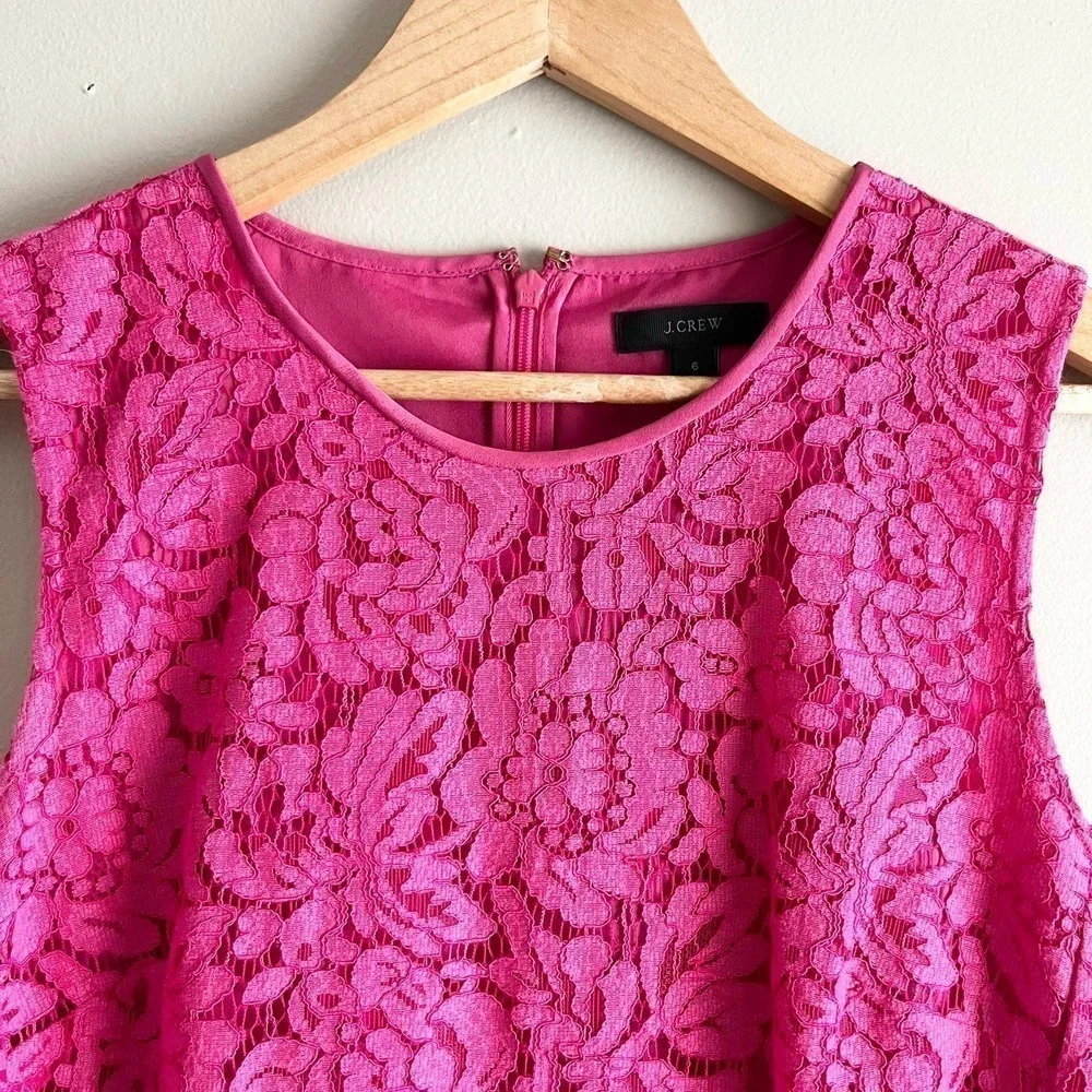 J.Crew Pink Lace‎ Peplum Sleeveless Top, Size 6